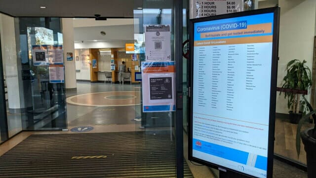 Advertise Me Bankstown Hospital Covid 19 screening station solution main entrance