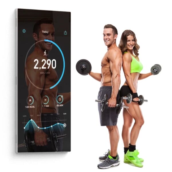 Waterproof Floor Stand Gym Smart Exercise Magic Mirror Lcd Touch Screen Digital Signage Interactive Fitness Room Mirror