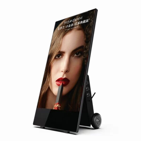 Shopping Mall 43 inch Battery Powered High Brightness Movable Poster Digital Signage Advertising Kiosk Display LCD Media Player