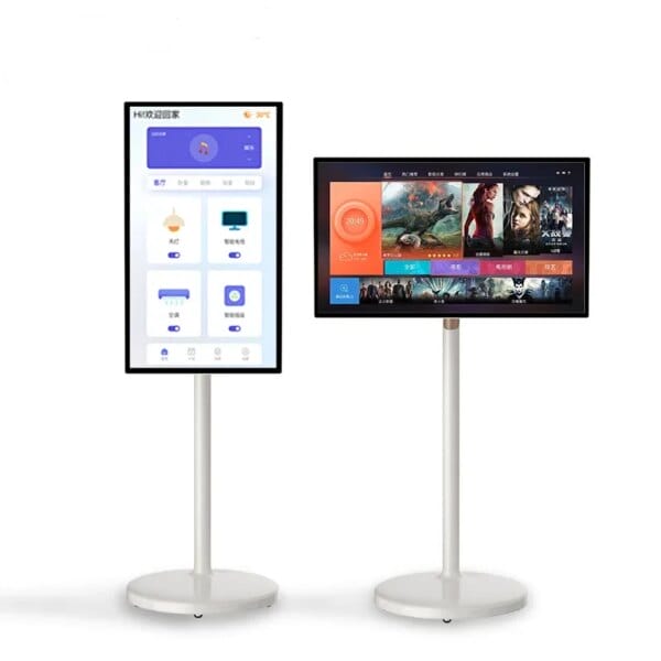 21.5 27 32 inch Floor Standing Android Digital Signage Video Player Floor Standing Smart Tv Stand By Me Tv Portable Tv