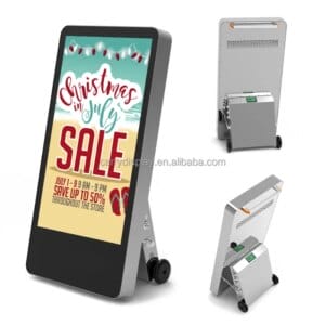 Waterproof 43inch Portable Battery Powered Digital Signage Movable Outdoor Digital Signage Movable LCD Advertising Screen Kiosk