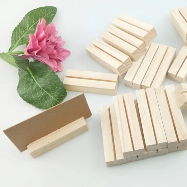 20 PCS Digital Signage Wooden Note Clip Message Card Holder Picture Business Table Wedding Memo Office