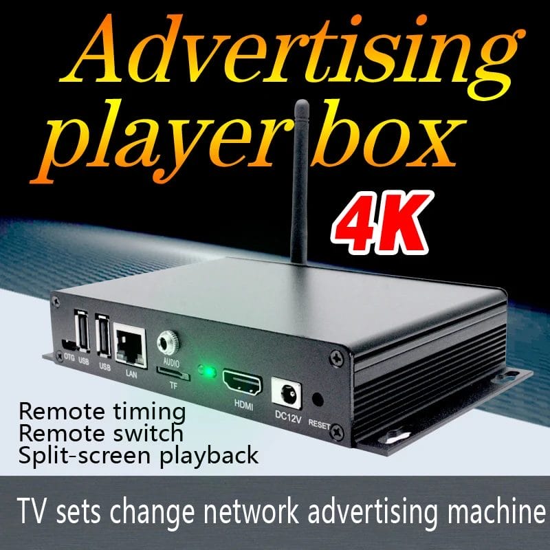Digital Signage Player,4K WiFi/LAN Advertising Media Player Box, Play Video, Picture and Rolling Subtitles,Split Screen Display