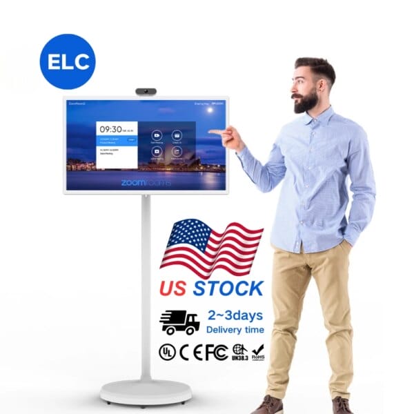Meeting Room 32 Inch Portable Monitor Screen Smart Tv Android 13 Tablet Touch Screens On Wheels Movable Smart Tv Digital Signage