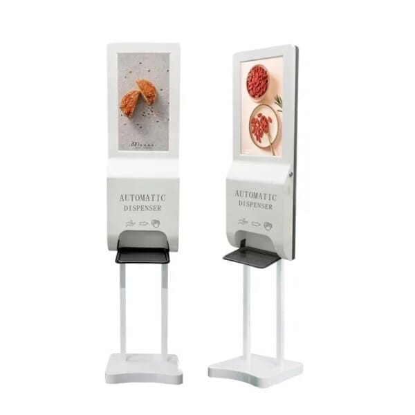 21.5" Wall Mount Android Automatic Digital Signage Hand Sanitizer Dispenser Kiosk 1000ML Plastic Touch Screen Graphic Design