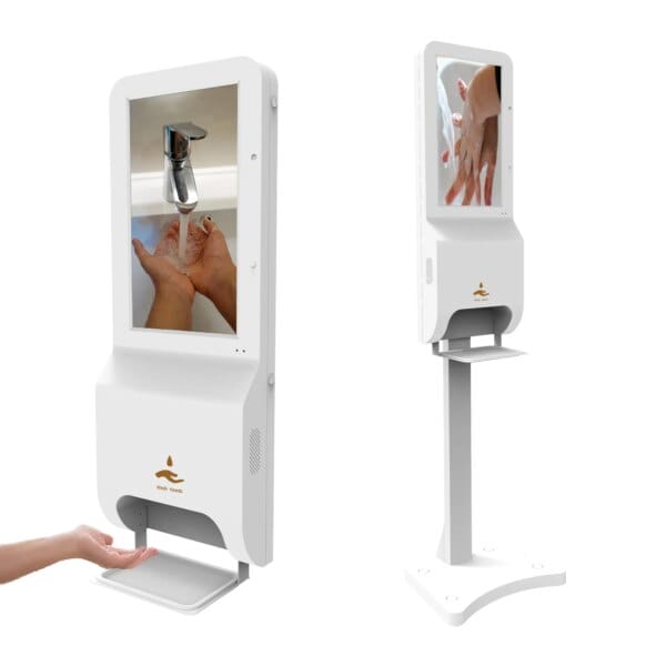 32 Inch Lcd Floor Foam Free Stand Market Automatic Alcohol Advertising Soap Hand Sanitizer Gel Dispenser Digital Signage