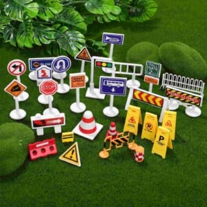 Barricade Sign Toys Traffic Light Road Signs Models for Kids Ornament Game Prop Digital Signage
