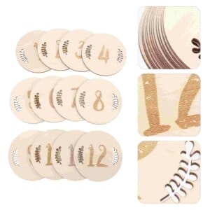 Digital Signage Birth Milestone Cards Wooden Circles Monthly Infant Baby Photo Prop Khaki Props