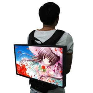 Battery Power Mobile LCD Digital Signage Portable LCD Advertising Display Screen Backpack Walking Billboard Bag TV AD Player