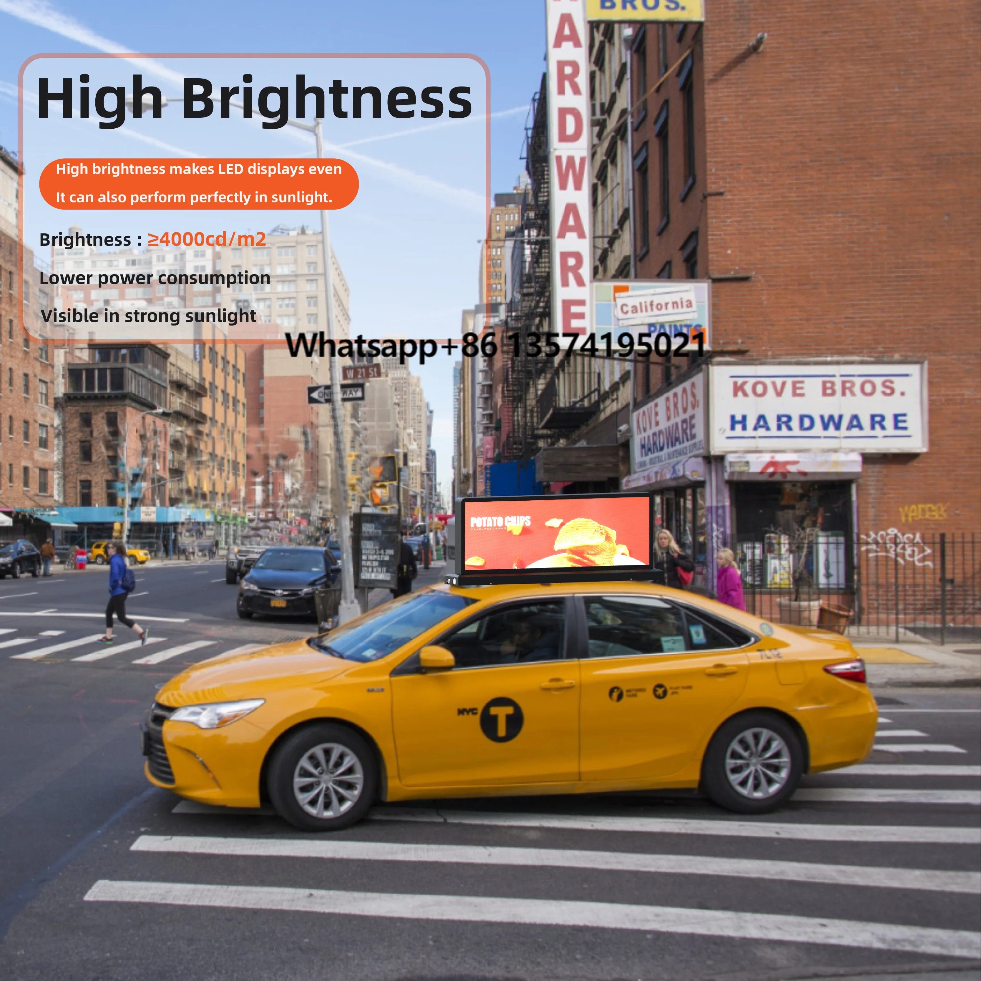 P2.5 P3 LED Car Billboard Screen Outdoor Electronic Advertising Digital Signage for Taxi Use P2 LED Full Color Taxi Roof Display