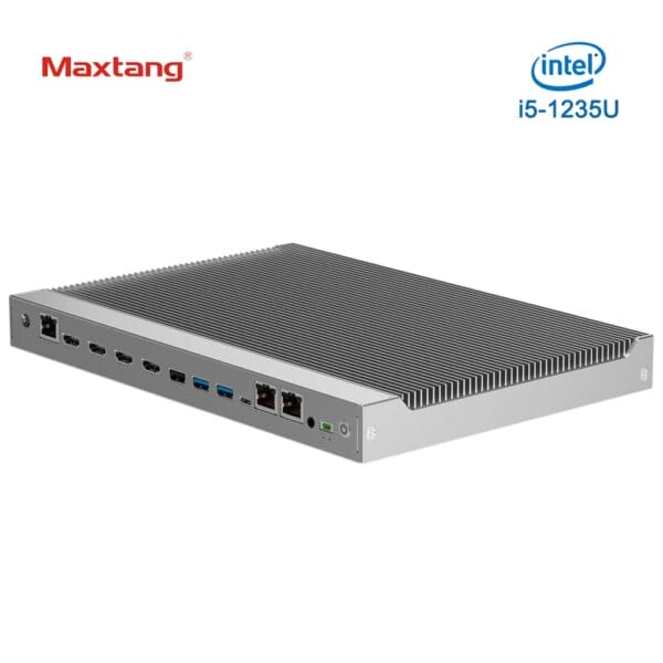 2025 New Mini Industrial PC Aluminum Case Fanless Thin PC With Intel Alder Lake Core i5 1235U Compact PC for Digital Signage Use