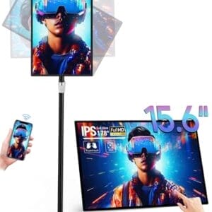 PWR4GTR 15.6" Digital Signage Capacitive Touchscreen Advertising Display with Adjustable Stand Android 11 Commercial LCD Monitor with Auto Play