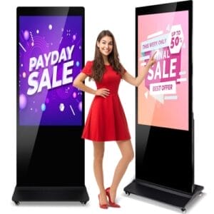 ZLPOWER 43" Digital Signage Kiosk 1080P Touch Screen Kiosks Interactive Displays Floor Standing Full HD IPS LCD Screen Commercial Totem with Android 11 System Interactive Advertising Media Player