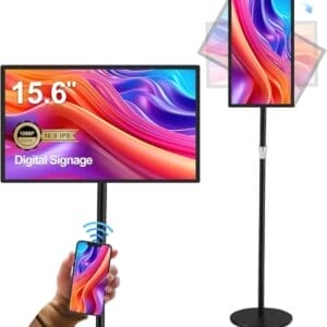 AYSTekMann 15.6" Digital Signage Displays LCD Capacitive Touch Screen Advertising Display with Wireless Screen Mirroring