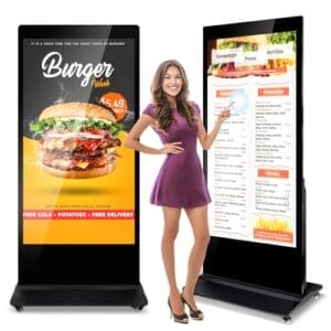 ZLPOWER 65" Digital Signage Kiosk 4K Touch Screen Kiosks Interactive Displays Floor Standing Full HD IPS LCD Screen Commercial Totem with Android 11 System Interactive Advertising Media Player