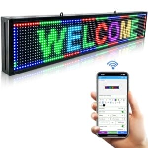 JINBLIZZARD Programmable Scrolling Led Sign Message Board Outdoor Digital Signs For Business Display Screen Custom Advertising Store Marquee Electronic Word Light Wifi Control 39"X8"