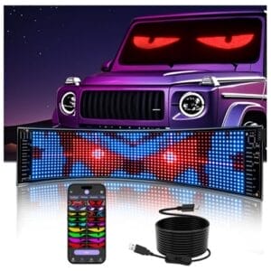 JDVOOTD Upgrade Multifunctional Bright Led Sign - 15” x 4” [ Upgrade to All-in-One Features ] Programmable Custom 5V/2A Led Sign- Bluetooth APP Control - [True Full-Color LED Beads] - Also a Digital Clock